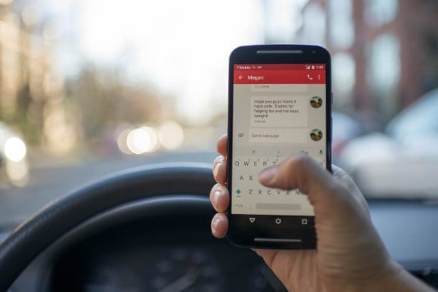Using a tech device while driving