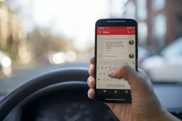 Using a tech device while driving