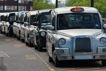 taxi cabs queuing