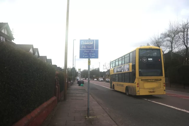 Bus lane, Manchester New Road, Middleton, Manchester.