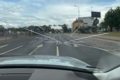 Crack on the windshield of a car