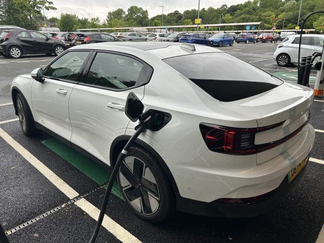 EV car charging in a car park