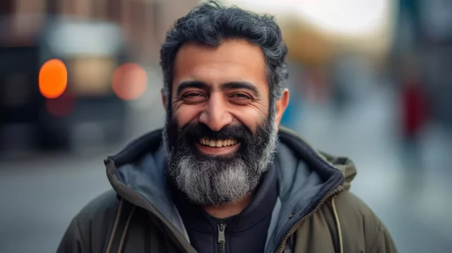 Private hire taxi driver Mohammed smiling