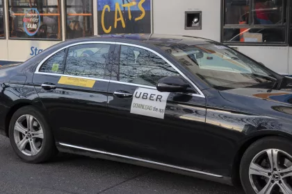 Private hire vehicle (PHV) uber taxi in Manchester, England
