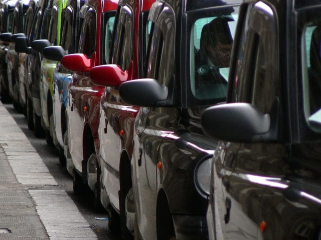 taxi rank on city street