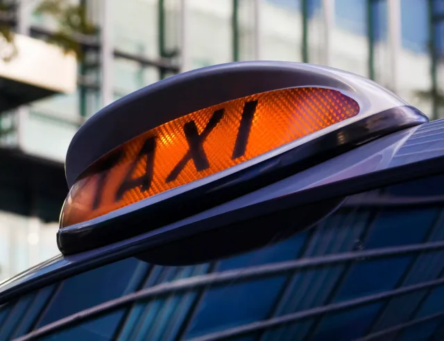 close up of a taxi sign