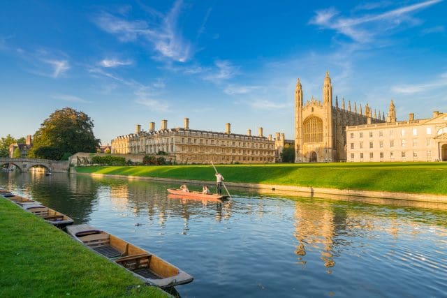 Picturesque view of a college in Cambridge