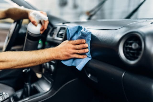 Mobile Auto detailing of car interior on carwash service