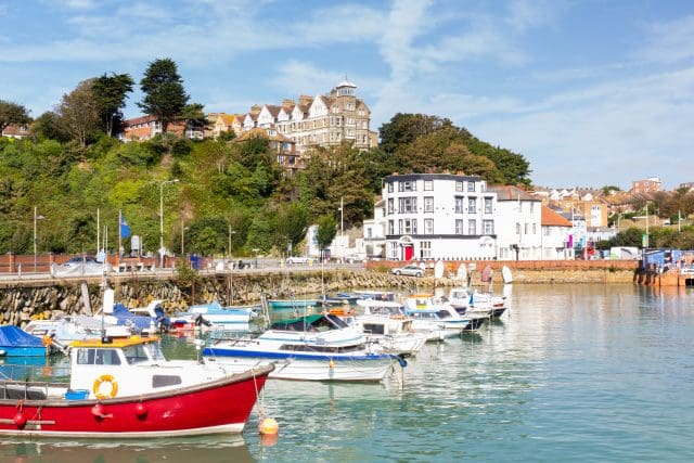 Summers day at Folkestone Harbour Kent England UK