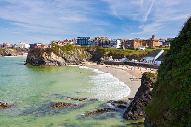 Overlooking Towan Beach at Newquay Cornwall England UK Europe