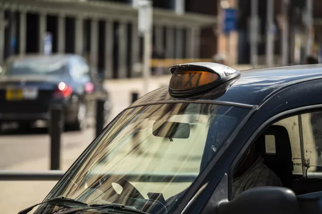 black cab taxi waiting at taxi rank