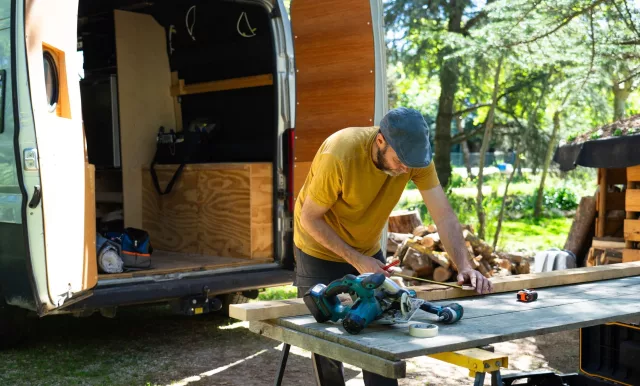 Carpenter using tools that are required for his trade. They are likely insured with a Allied Trade Tool Insurance Policy