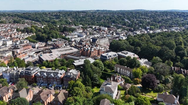 Aerial view of Tunbridge Wells town centre