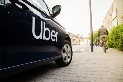 Uber taxi waiting for customer