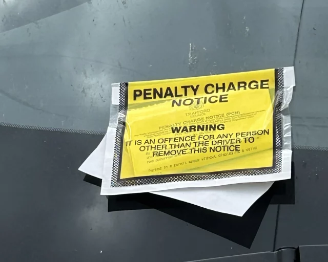 penalty charge notice left on vehicle windscreen