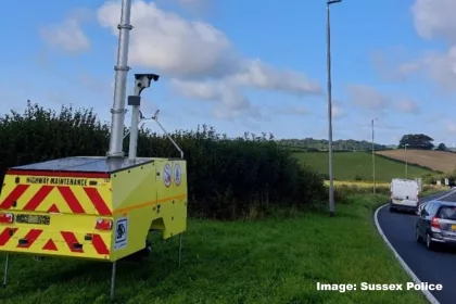 AI camera pictured on road in sussex. Image credit: Sussex police.