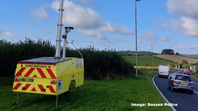 AI camera pictured on road in sussex. Image credit: Sussex police.