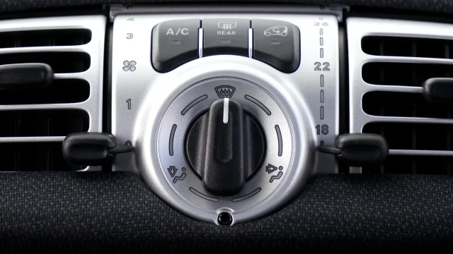 close up of vehicle air conditioning unit