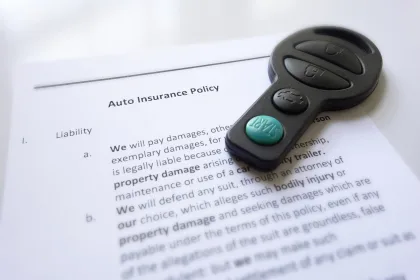 Auto insurance policy and car key