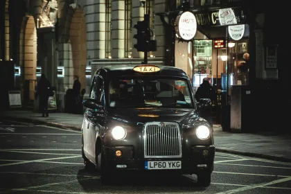 black cab taxi for available for hire at night
