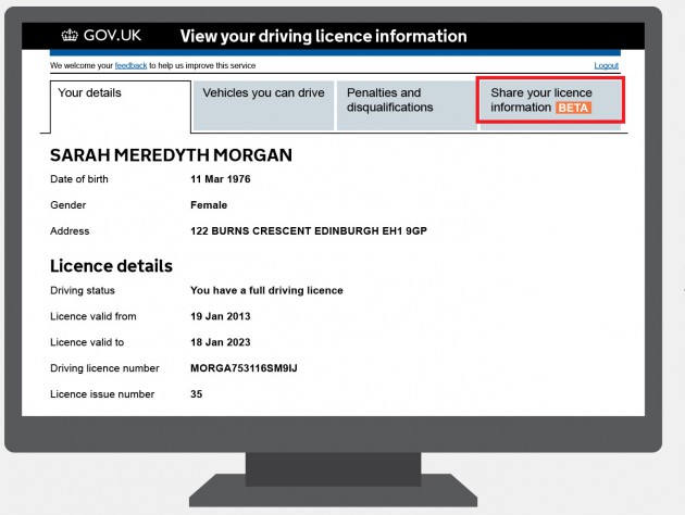 share your drivers licence