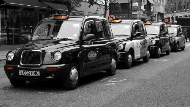 black cabs on taxi rank