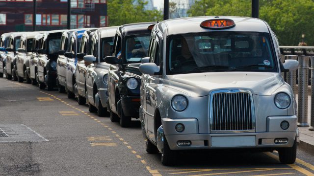 taxi cabs queuing